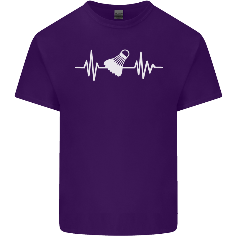 Pulse Badminton Player Funny ECG Mens Cotton T-Shirt Tee Top Purple