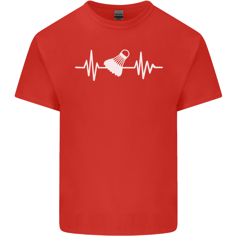 Pulse Badminton Player Funny ECG Mens Cotton T-Shirt Tee Top Red