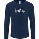 Pulse Badminton Player Funny ECG Mens Long Sleeve T-Shirt Navy Blue