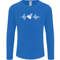 Pulse Badminton Player Funny ECG Mens Long Sleeve T-Shirt Royal Blue
