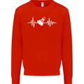 Pulse Badminton Player Funny ECG Mens Sweatshirt Jumper Bright Red