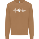 Pulse Badminton Player Funny ECG Mens Sweatshirt Jumper Caramel Latte