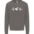 Pulse Badminton Player Funny ECG Mens Sweatshirt Jumper Charcoal