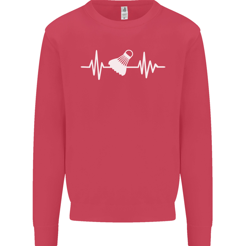 Pulse Badminton Player Funny ECG Mens Sweatshirt Jumper Heliconia