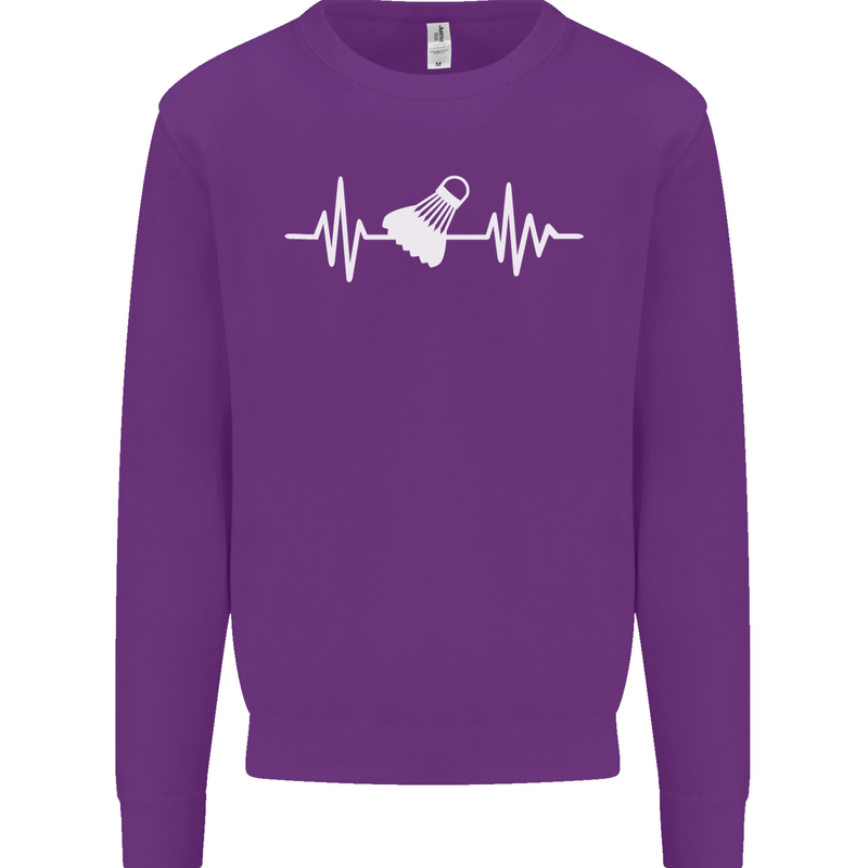 Pulse Badminton Player Funny ECG Mens Sweatshirt Jumper Purple