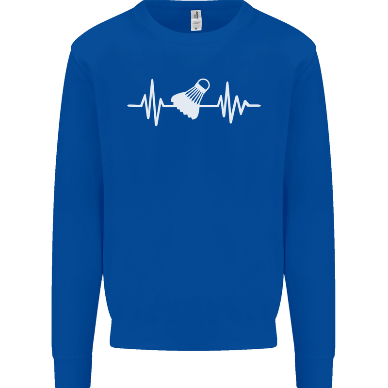 Pulse Badminton Player Funny ECG Mens Sweatshirt Jumper Royal Blue