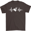 Pulse Badminton Player Funny ECG Mens T-Shirt Cotton Gildan Dark Chocolate