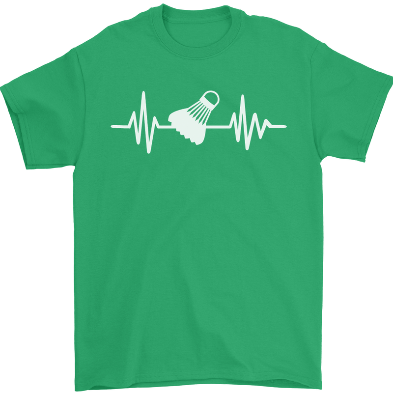 Pulse Badminton Player Funny ECG Mens T-Shirt Cotton Gildan Irish Green