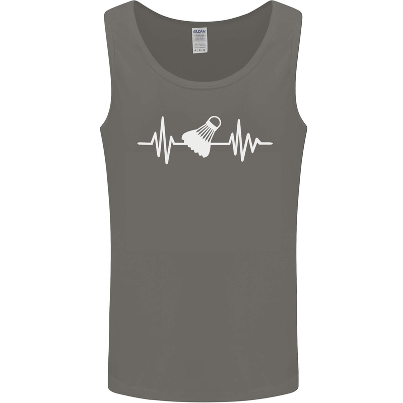 Pulse Badminton Player Funny ECG Mens Vest Tank Top Charcoal