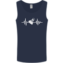 Pulse Badminton Player Funny ECG Mens Vest Tank Top Navy Blue