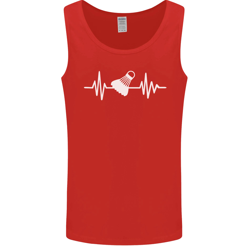 Pulse Badminton Player Funny ECG Mens Vest Tank Top Red