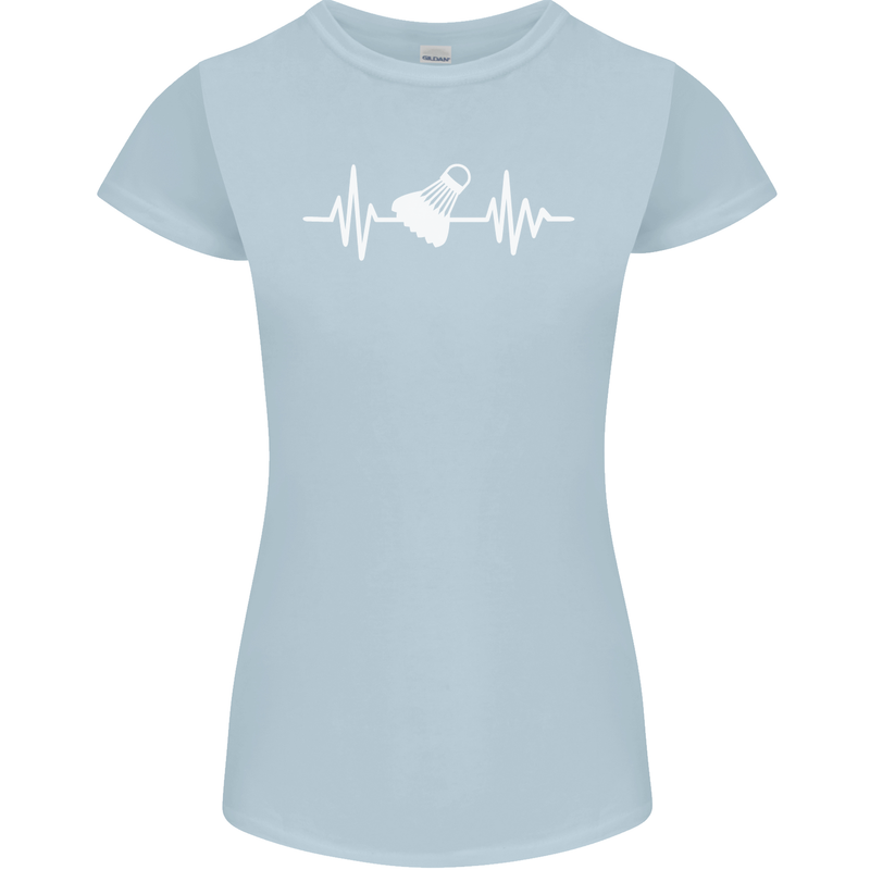 Pulse Badminton Player Funny ECG Womens Petite Cut T-Shirt Light Blue