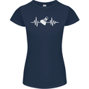 Pulse Badminton Player Funny ECG Womens Petite Cut T-Shirt Navy Blue