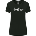 Pulse Badminton Player Funny ECG Womens Wider Cut T-Shirt Black