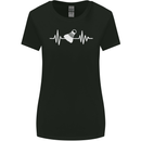 Pulse Badminton Player Funny ECG Womens Wider Cut T-Shirt Black