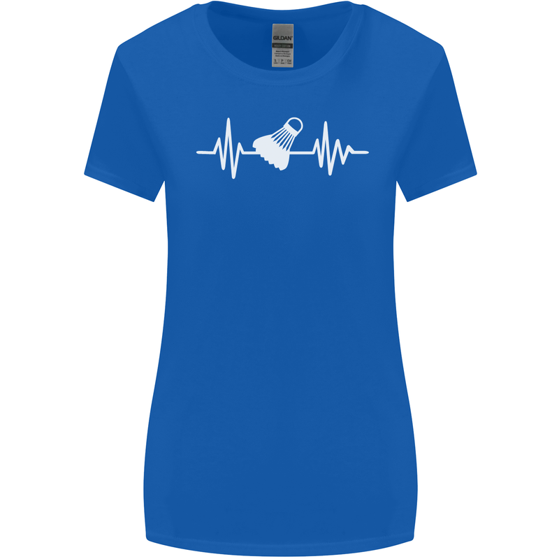 Pulse Badminton Player Funny ECG Womens Wider Cut T-Shirt Royal Blue
