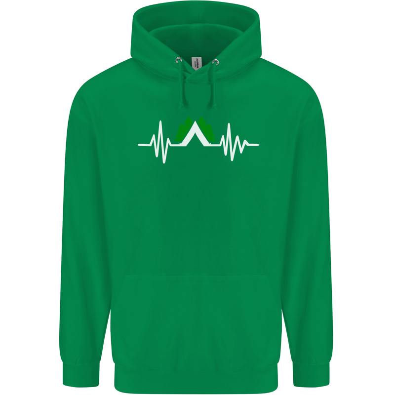 Pulse Camping Camper Camp Festival ECG Childrens Kids Hoodie Irish Green