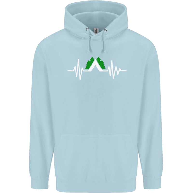 Pulse Camping Camper Camp Festival ECG Childrens Kids Hoodie Light Blue