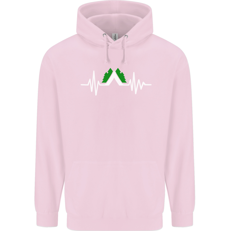 Pulse Camping Camper Camp Festival ECG Childrens Kids Hoodie Light Pink