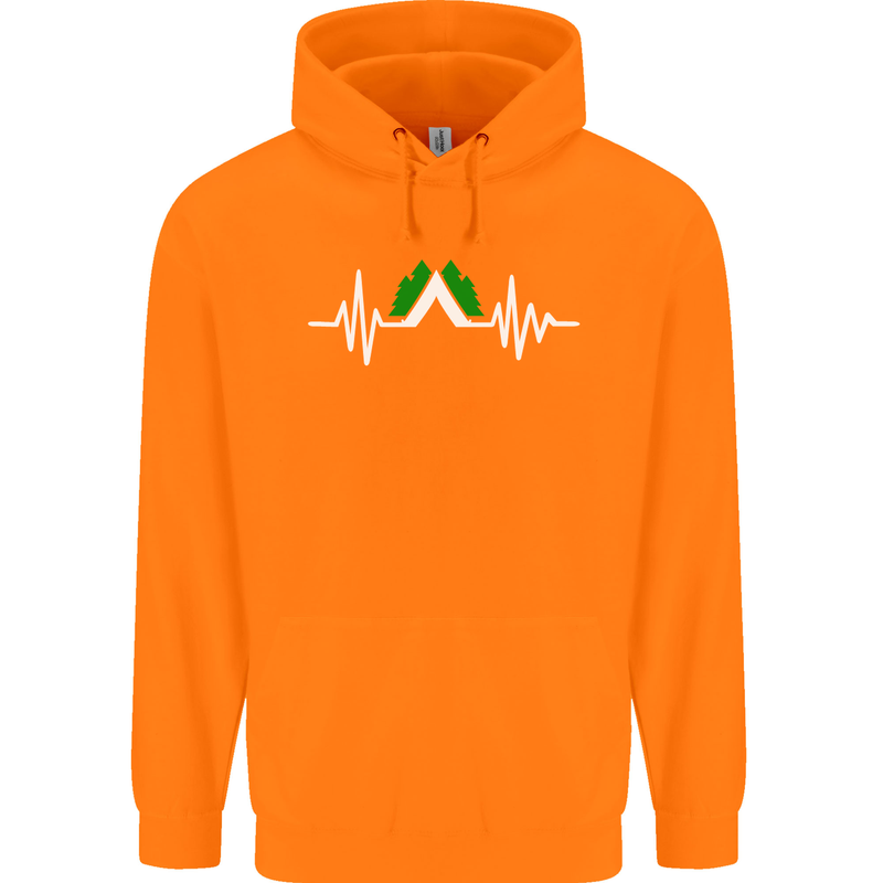 Pulse Camping Camper Camp Festival ECG Childrens Kids Hoodie Orange