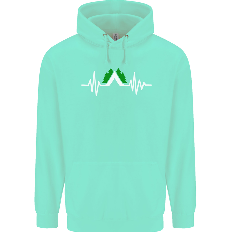 Pulse Camping Camper Camp Festival ECG Childrens Kids Hoodie Peppermint