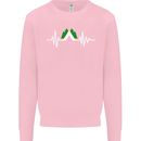 Pulse Camping Camper Camp Festival ECG Kids Sweatshirt Jumper Light Pink