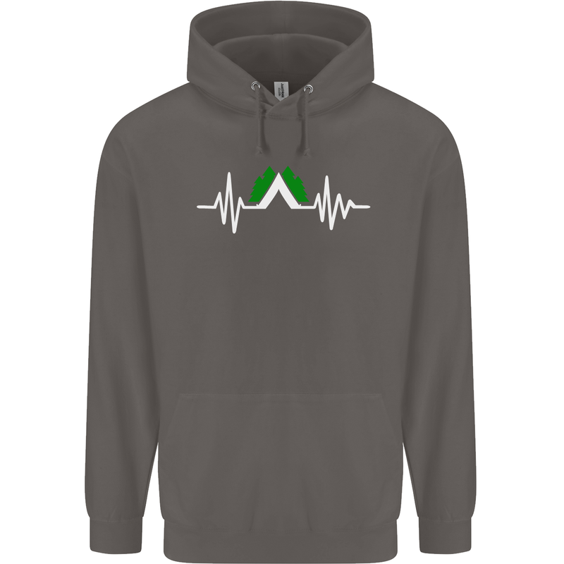 Pulse Camping Camper Camp Festival ECG Mens 80% Cotton Hoodie Charcoal