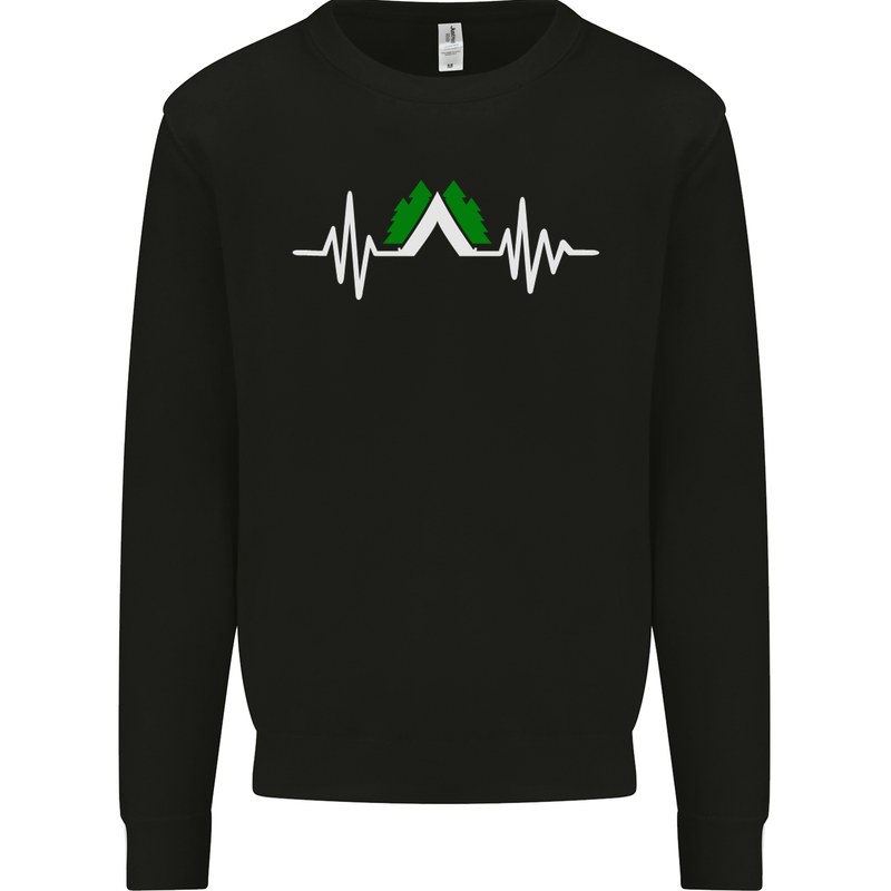 Pulse Camping Camper Camp Festival ECG Mens Sweatshirt Jumper Black