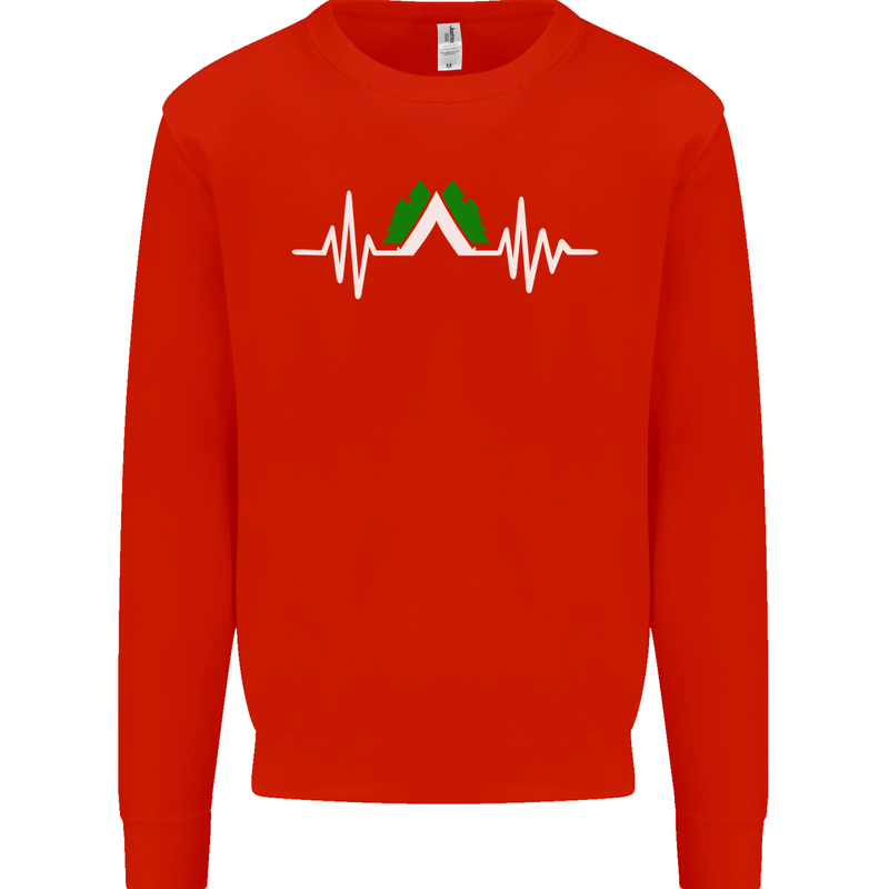 Pulse Camping Camper Camp Festival ECG Mens Sweatshirt Jumper Bright Red