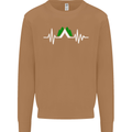 Pulse Camping Camper Camp Festival ECG Mens Sweatshirt Jumper Caramel Latte