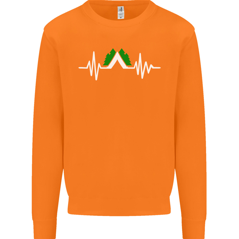 Pulse Camping Camper Camp Festival ECG Mens Sweatshirt Jumper Orange