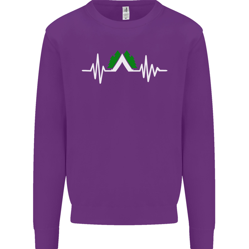 Pulse Camping Camper Camp Festival ECG Mens Sweatshirt Jumper Purple