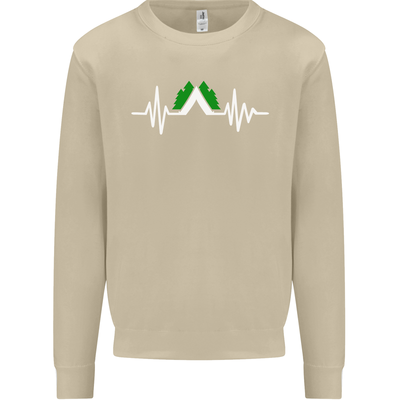 Pulse Camping Camper Camp Festival ECG Mens Sweatshirt Jumper Sand