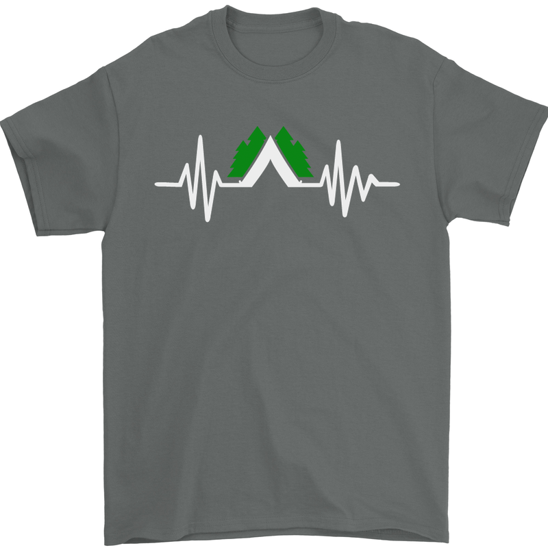 Pulse Camping Camper Camp Festival ECG Mens T-Shirt Cotton Gildan Charcoal