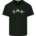 Pulse Camping Camper Camp Festival ECG Mens V-Neck Cotton T-Shirt Black