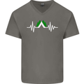 Pulse Camping Camper Camp Festival ECG Mens V-Neck Cotton T-Shirt Charcoal