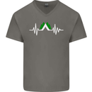 Pulse Camping Camper Camp Festival ECG Mens V-Neck Cotton T-Shirt Charcoal