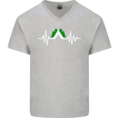 Pulse Camping Camper Camp Festival ECG Mens V-Neck Cotton T-Shirt Sports Grey