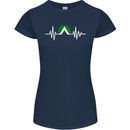 Pulse Camping Camper Camp Festival ECG Womens Petite Cut T-Shirt Navy Blue