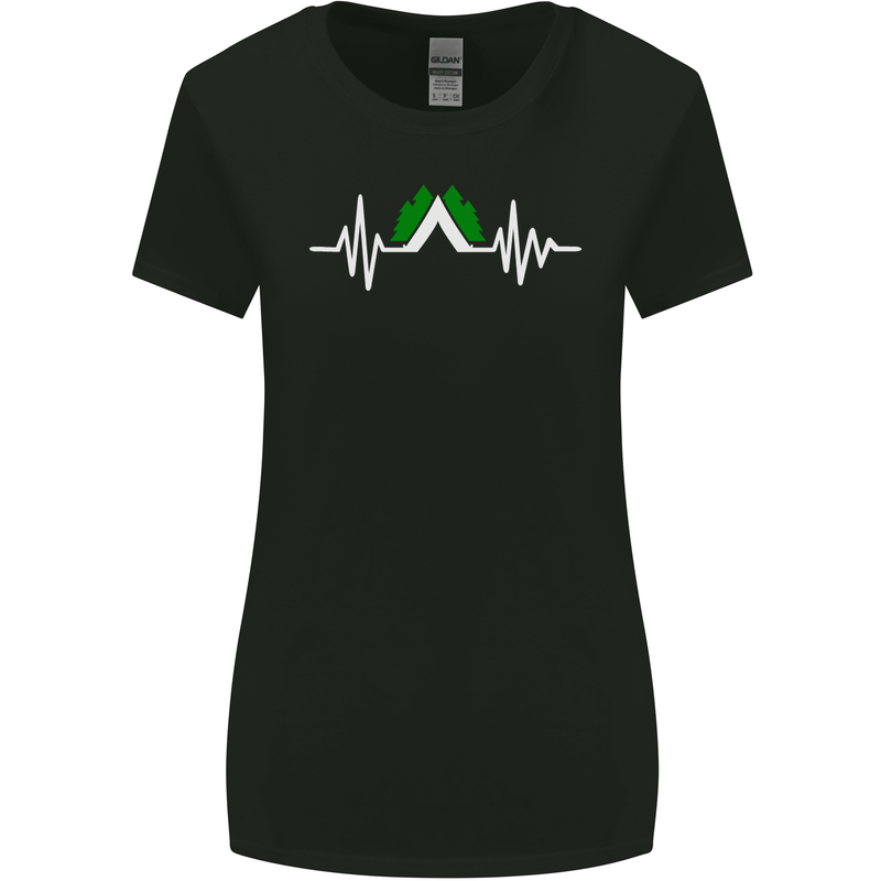 Pulse Camping Camper Camp Festival ECG Womens Wider Cut T-Shirt Black