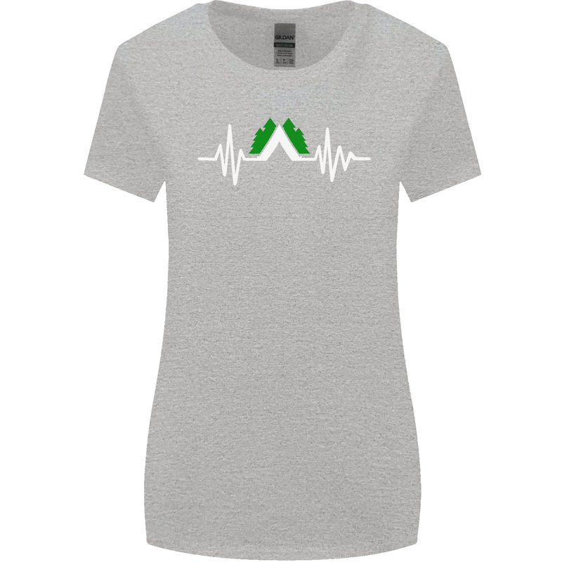 Pulse Camping Camper Camp Festival ECG Womens Wider Cut T-Shirt Sports Grey