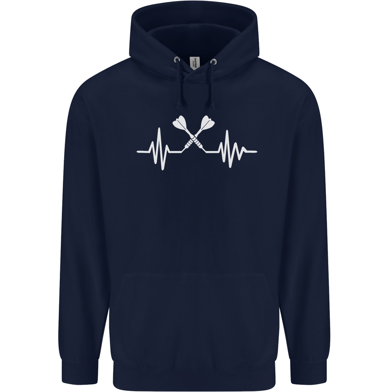 Pulse Darts Funny ECG Childrens Kids Hoodie Navy Blue