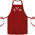 Pulse Darts Funny ECG Cotton Apron 100% Organic Maroon