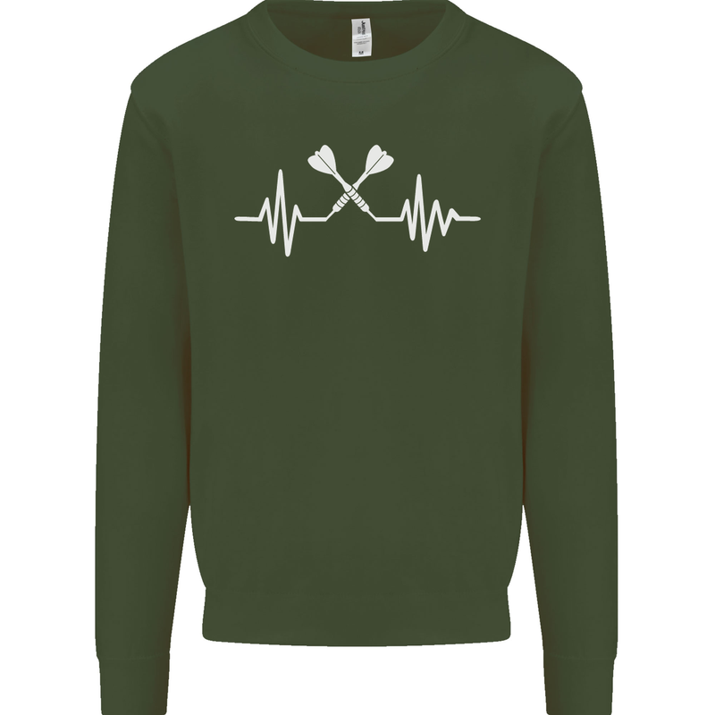 Pulse Darts Funny ECG Kids Sweatshirt Jumper Forest Green