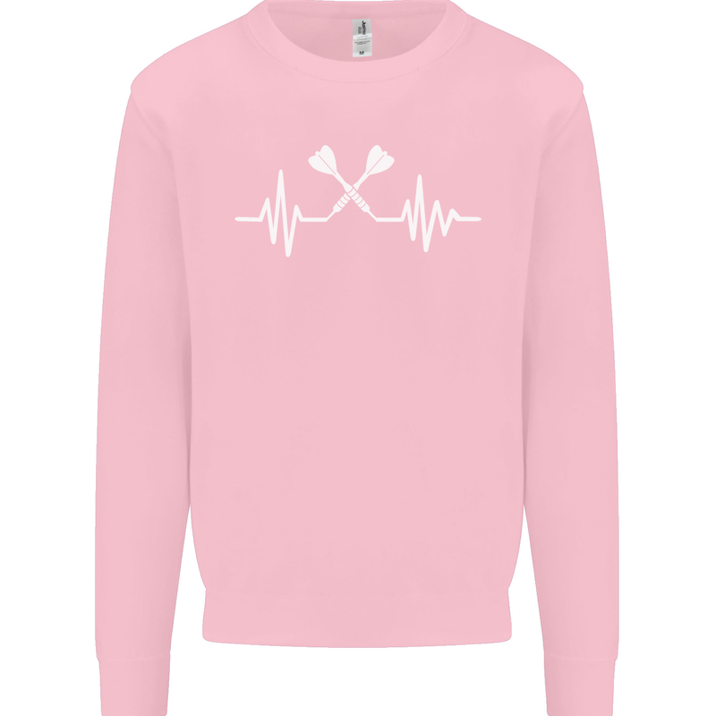 Pulse Darts Funny ECG Kids Sweatshirt Jumper Light Pink