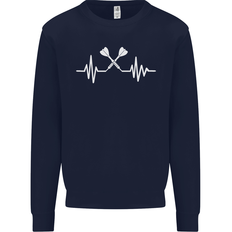 Pulse Darts Funny ECG Kids Sweatshirt Jumper Navy Blue