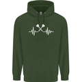 Pulse Darts Funny ECG Mens 80% Cotton Hoodie Forest Green