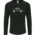 Pulse Darts Funny ECG Mens Long Sleeve T-Shirt Black