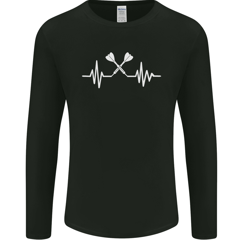 Pulse Darts Funny ECG Mens Long Sleeve T-Shirt Black