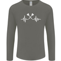 Pulse Darts Funny ECG Mens Long Sleeve T-Shirt Charcoal